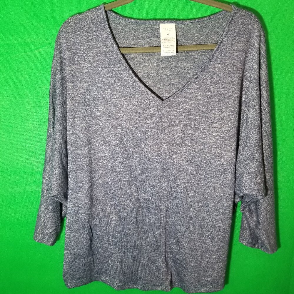 Serra Women’s Size XL Blue 3/4 Sleeve Dolman V Neck Soft Work Casual